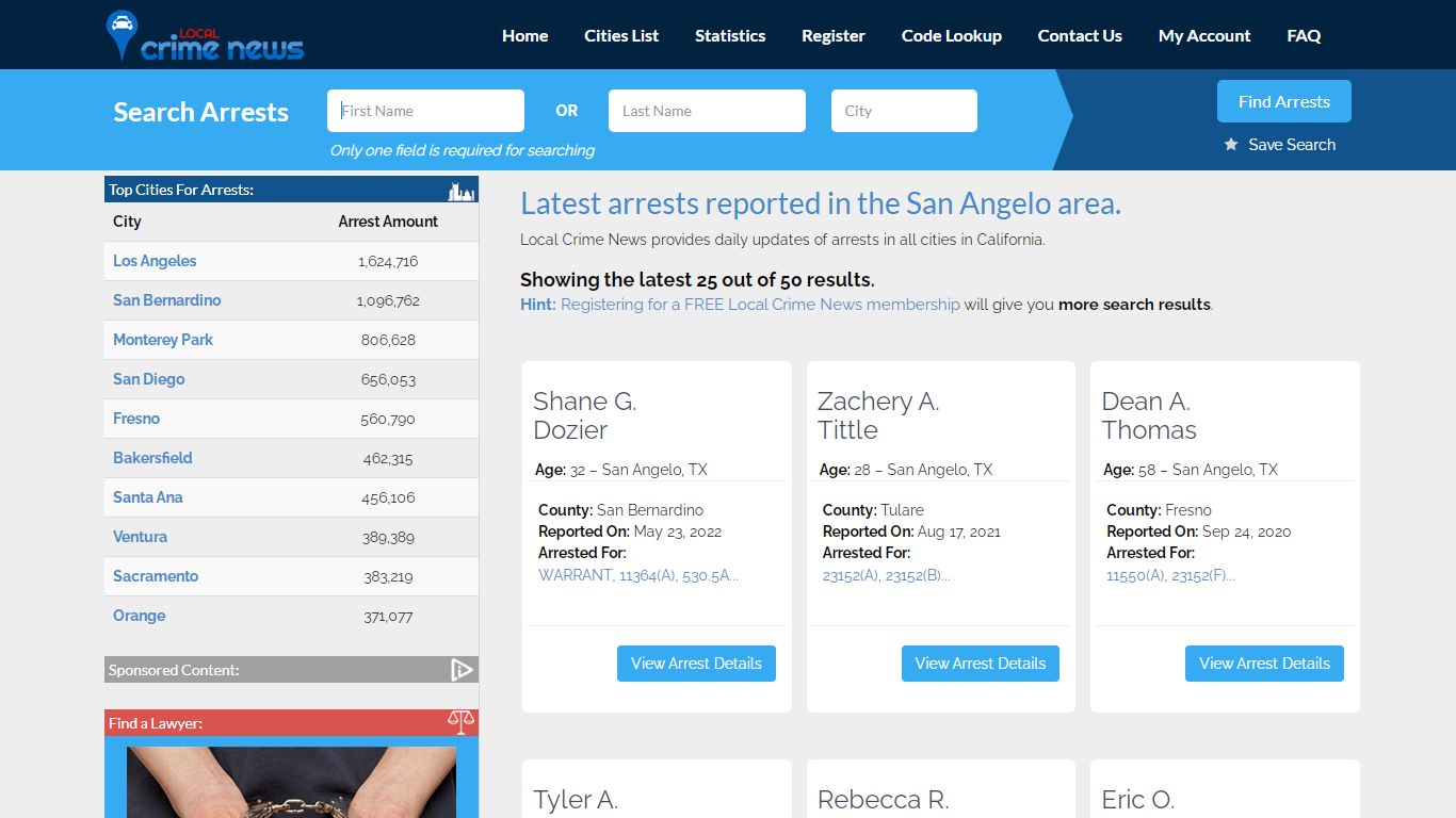 San Angelo California Arrest Records | Local Crime News