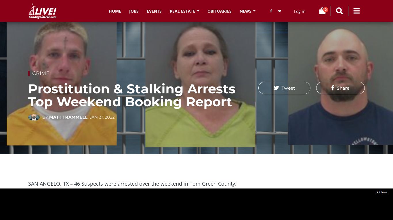 Prostitution & Stalking Arrests Top Weekend Booking Report